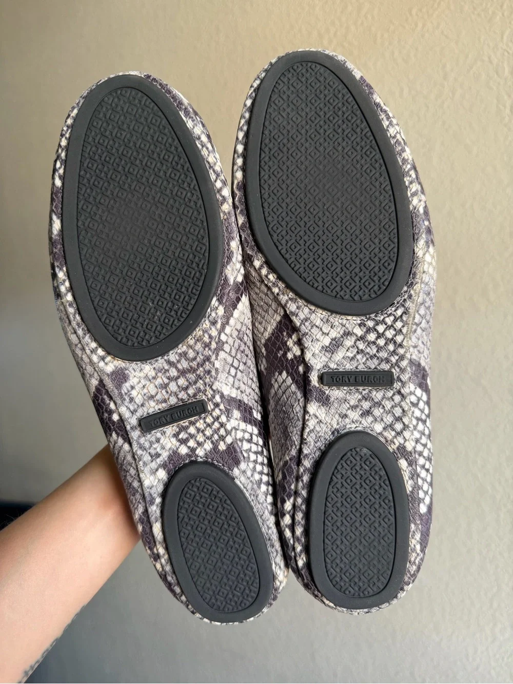 Tory Burch Stamped Snake Minnie Travel Ballet Metal Logo - Soft Nappa Leather